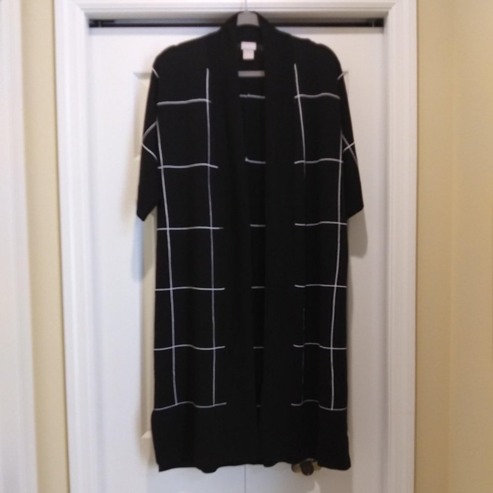 Chico's open front Window pane Cardigan Sweater